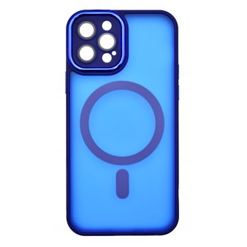 Husa tip MagSafe, Camera Protection Matte Silicon pentru iPhone 12 Pro Max Albastru