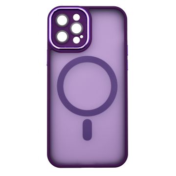 Husa tip MagSafe, Camera Protection Matte Silicon pentru iPhone 14 Plus Mov Inchis