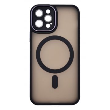 Husa tip MagSafe, Camera Protection Matte Silicon pentru iPhone 14 Plus Negru