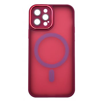 Husa tip MagSafe, Camera Protection Matte Silicon pentru iPhone 14 Plus Rosu