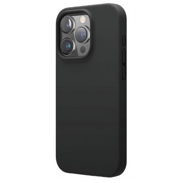 Husa de protectie din Silicon cu Microfibra la interior compatibila iPhone 15 Plus, Negru