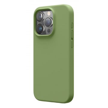 Husa de protectie din Silicon cu Microfibra la interior compatibila iPhone 15 Plus, Verde Olive