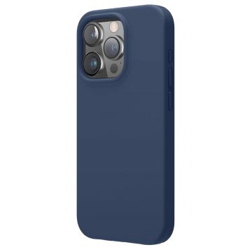 Husa de protectie din Silicon cu Microfibra la interior compatibila iPhone 15 Pro, Albastru inchis