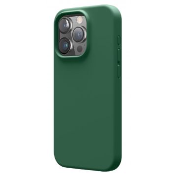 Husa de protectie din Silicon cu Microfibra la interior compatibila iPhone 15 Pro, Verde inchis