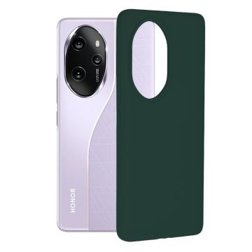 Husa de telefon compatibila Honor 100 Pro, Antiamprenta, Interior Microfibra, Camera Extra Pro, Dark Green