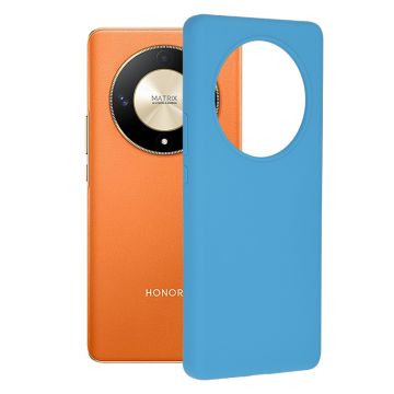 Husa de telefon compatibila Honor Magic 6 Lite, Antiamprenta, Interior Microfibra, Camera Extra Pro, Denim Blue