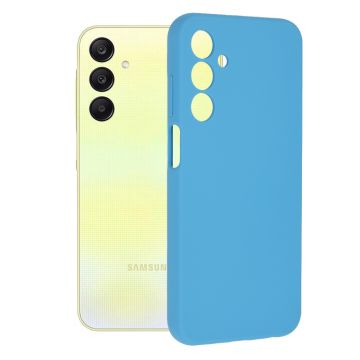 Husa de telefon compatibila Samsung Galaxy A25 5G, Antiamprenta, Interior Microfibra, Camera Extra Pro, Denim Blue