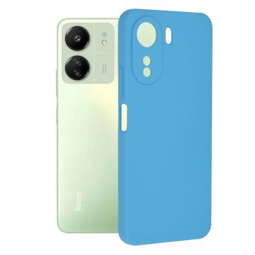 Husa de telefon compatibila Xiaomi Redmi 13C, Antiamprenta, Interior Microfibra, Camera Extra Pro, Denim Blue