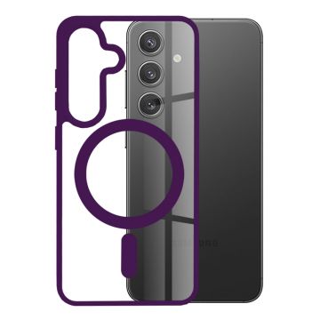 Husa MagSafe compatibila Samsung Galaxy S24, Atasare Magnetica, Clear Case, Purple