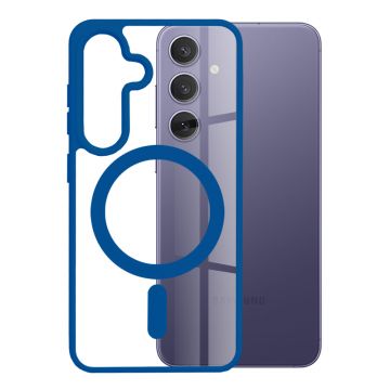 Husa MagSafe compatibila Samsung Galaxy S24 Plus, Atasare Magnetica, Clear Case, Blue