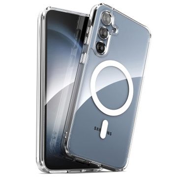 Husa MagSafe compatibila Samsung Galaxy S24 Plus, Atasare Magnetica, Clear Case, Transparent