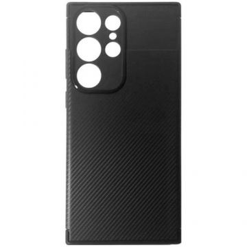 Husa de protectie Devia Carbon Fiber Texture Shockproof pentru Samsung Galaxy S23 Ultra, Negru