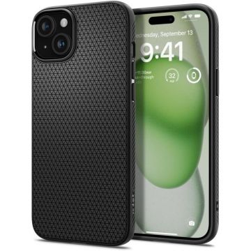 Husa de protectie telefon Air compatibila cu iPhone 15 Plus, Negru - ES02289