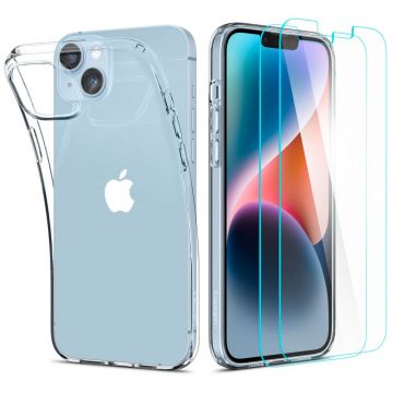 Husa de protectie telefon + Folie de protectie Crystal Pack compatibila cu iPhone 14 Plus, Transparent - ES02270
