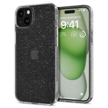 Husa de protectie telefon Glitter compatibila cu iPhone 15 Plus, Transparent - ES02261