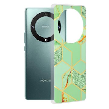 Husa de protectie telefon Marble compatibila cu Honor Magic5 Lite, Green Hex - ES01862
