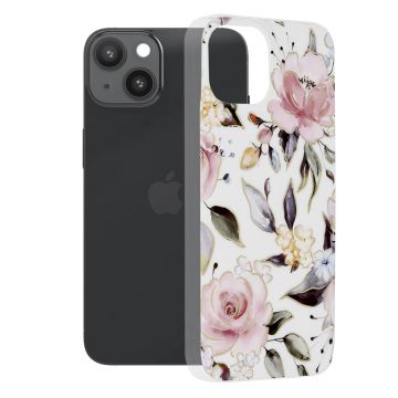 Husa de protectie telefon Marble compatibila cu iPhone 14, Chloe White - ES01900