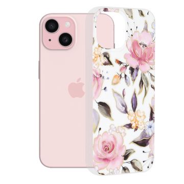 Husa de protectie telefon Marble compatibila cu iPhone 15, Chloe White - ES01856