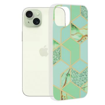 Husa de protectie telefon Marble compatibila cu iPhone 15 Plus, Green Hex - ES01842