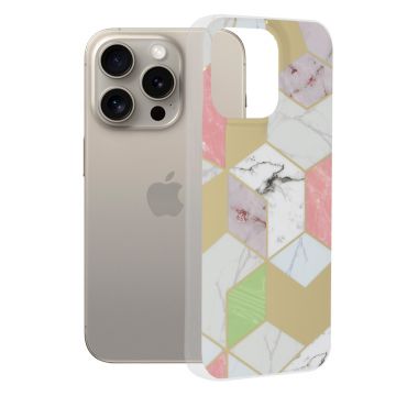 Husa de protectie telefon Marble compatibila cu iPhone 15 Pro Max, Purple Hex - ES01833