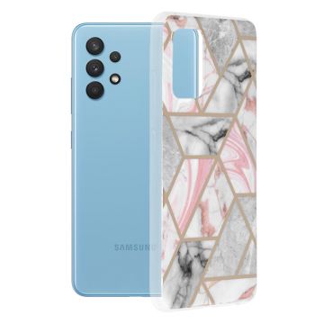 Husa de protectie telefon Marble compatibila cu Samsung Galaxy A32 4G, Pink Hex - ES01907