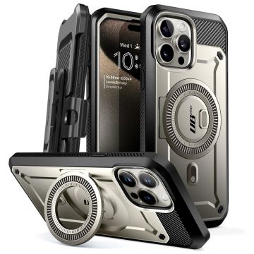Husa de protectie telefon premium Supcase, Unicorn Beetle Pro MagSafe, compatibila cu Apple iPhone 15 Pro Max, Gri