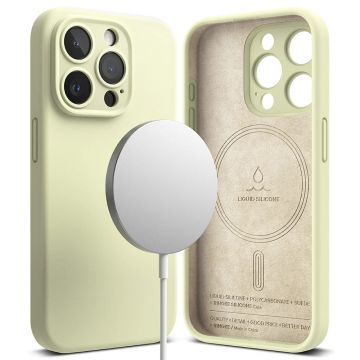 Husa de protectie telefon Silicone Magnetic compatibila cu iPhone 15 Pro, Verde - ES02100