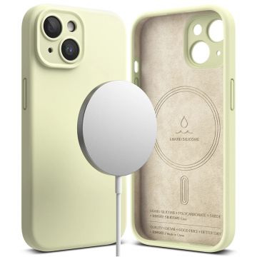 Husa de protectie telefon Silicone Magnetic compatibila cu iPhone 15, Verde - ES02103