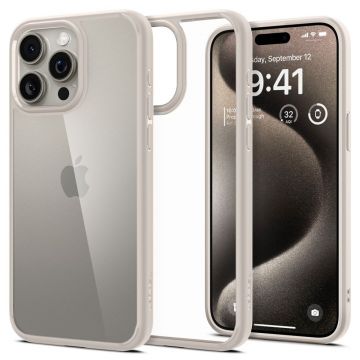 Husa de protectie telefon ultra-slim Hybrid compatibila cu iPhone 15 Pro Max, Gri - ES02329