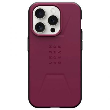 Husa de protectie UAG Civilian Magsafe pentru iPhone 15 Pro, Bordeaux