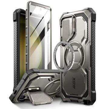 Husa pentru Samsung Galaxy S24 Ultra cu Folie, I-Blason Armorbox MagSafe, Titan Gray