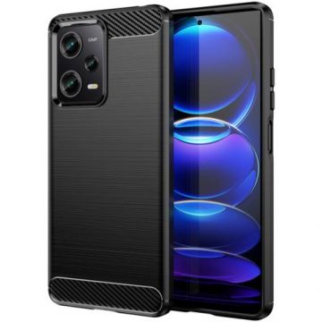 Husa Protectie Spate Lemontti Carbon Case Flexible Xiaomi Redmi Note 12 Pro / Poco X5 Pro 5G (Negru)