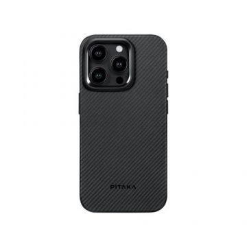 Carcasa PITAKA MagEZ Pro 4 600D Twill compatibila cu iPhone 15 Pro, Negru