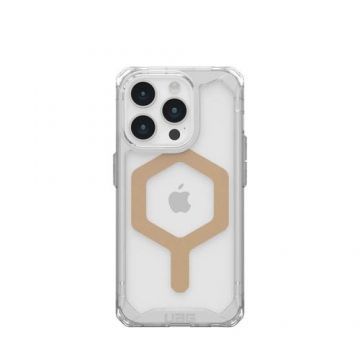 Carcasa UAG Plyo MagSafe compatibila cu iPhone 15 Pro, Transparent/Auriu