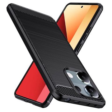 Husa Carbon compatibila Xiaomi Redmi Note 13 Pro 4G / Poco M6 Pro 4G, Tech AntiSoc, Negru