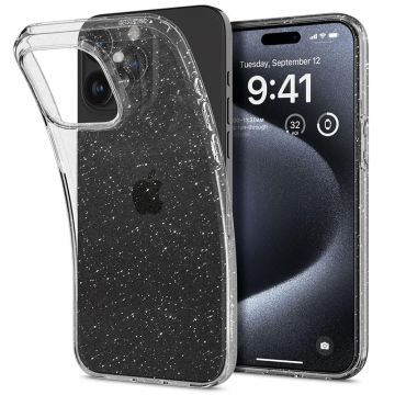 Husa de protectie telefon Glitter compatibila cu iPhone 15 Pro, Transparent - ES02262
