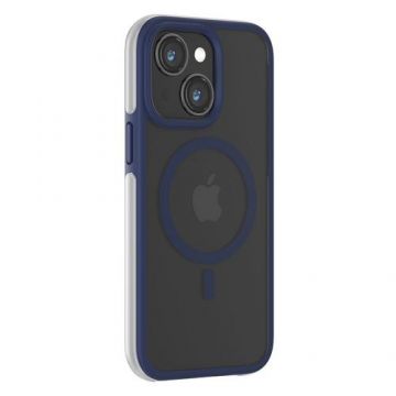 Husa Devia Defend Series Magnetic Shockproof compatibila cu iPhone 15 Plus, Albastru