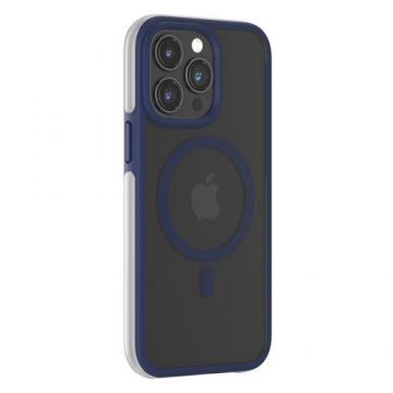 Husa Devia Defend Series Magnetic Shockproof compatibila cu iPhone 15 Pro, Albastru