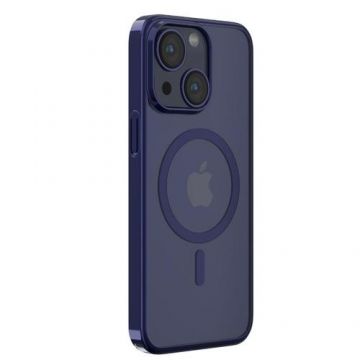 Husa Devia Glimmer Series Magnetic compatibila cu iPhone 15 Plus, Albastru
