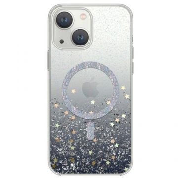 Husa Devia Shiny Series Original Design Magnetic compatibila cu iPhone 15, Transparent / Negru