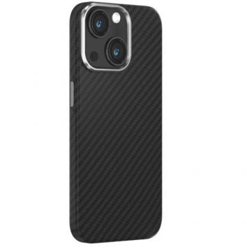 Husa Devia Ultra-Thin Carbon Fiber Magnetic compatibila cu iPhone 15, Negru