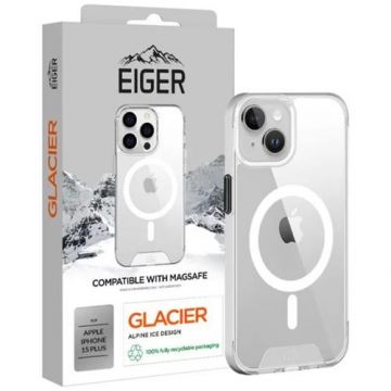 Husa Eiger Glacier Magsafe Case compatibila cu iPhone 15 Plus, Transparent