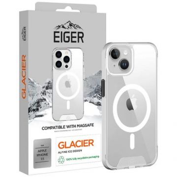 Husa Eiger Glacier Magsafe Case compatibila cu iPhone 15, Transparent