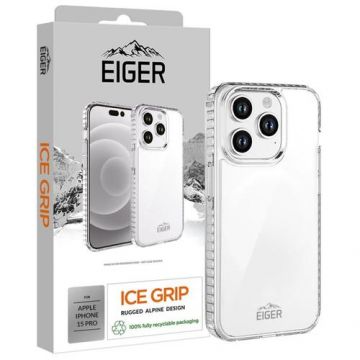 Husa Eiger Ice Grip compatibila cu iPhone 15 Pro, Transparent