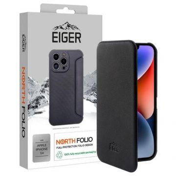 Husa Eiger North Folio Case compatibila cu iPhone 14, Negru