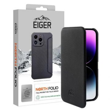 Husa Eiger North Folio Case compatibila cu iPhone 14 Pro Max, Negru