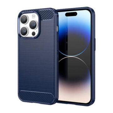 Husa Lemontti Carbon Case Flexible compatibila cu iPhone 14 Pro, Albastru