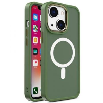 Husa Lemontti Color Matte MagSafe compatibila cu iPhone 15 Plus, Verde