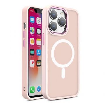 Husa Lemontti Color Matte MagSafe compatibila cu iPhone 15 Pro, Roz