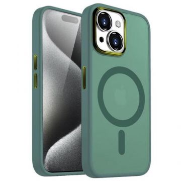 Husa Lemontti Guardian Magsafe compatibila cu iPhone 15 Plus, Transparent/ Verde
